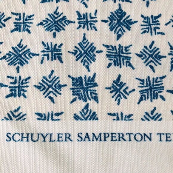 Schuyler Samperton Firefly Performance Fabric 1.2 y Ocean Blue White Geometric - Picture 3 of 4